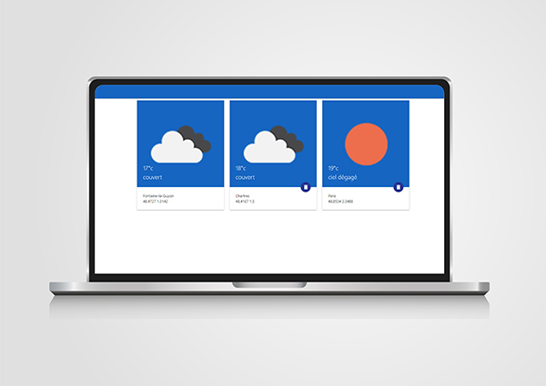 Visuel application météo développé en JS