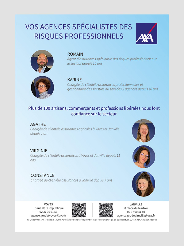 Affiche AXA Janville et Voves - risques professionnels