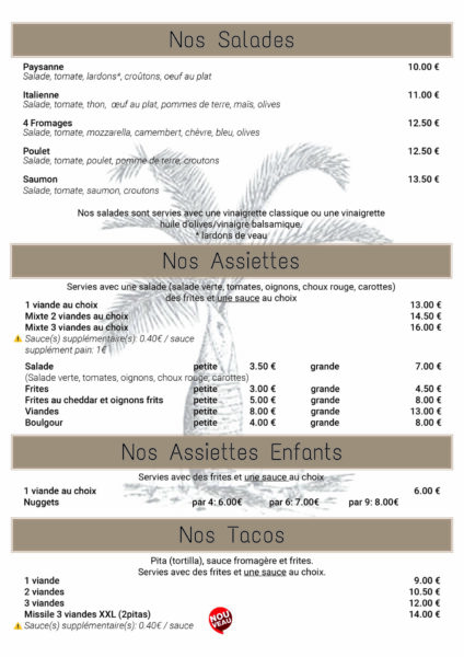 Restaurant Méditerranée Voves - Cartes sur place 2024-3